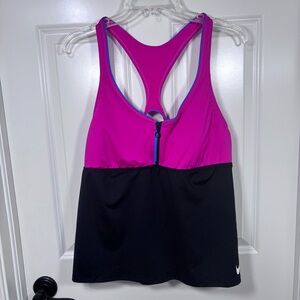 NWT Nike Colorblock Racerback Tankini Top Women’s XXL Pink/Black